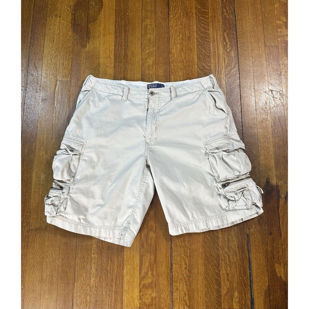 Vtg Polo Ralph Lauren Cargo Shorts Mens 36 Beige Cotton Utility Gorpcore Outdoor